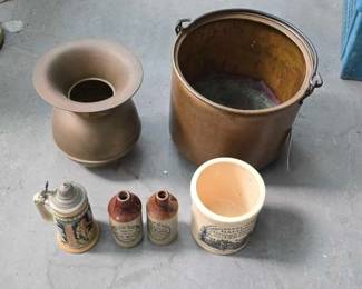 #2640 • Beerstein, Stoneware Beer Bottles. Large Pot & Vase
