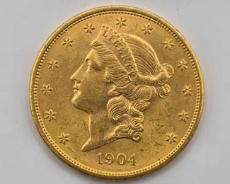 #704 • 1904 $20 Liberty Head Double Eagle Gold Coin, 1oz
