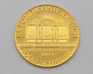#604 • (1994) 2000 Schilling Vienna Philharmonic .999 Fine Gold Coin
