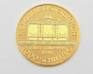 #620 • (1998) 2000 Schilling Vienna Philharmonic .999 Fine Gold Coin
