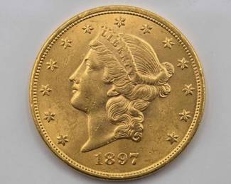 #701 • 1897 $20 Liberty Head Double Eagle Gold Coin, 1oz
