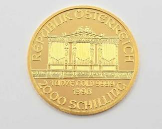 #610 • (1998) 2000 Schilling Vienna Philharmonic .999 Fine Gold Coin
