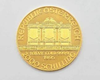 #606 • (1995) 2000 Schilling Vienna Philharmonic .999 Fine Gold Coin
