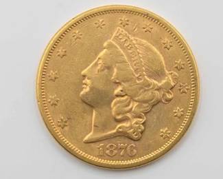 #688 • 1876 $20 Liberty Head Double Eagle Gold Coin, 1oz
