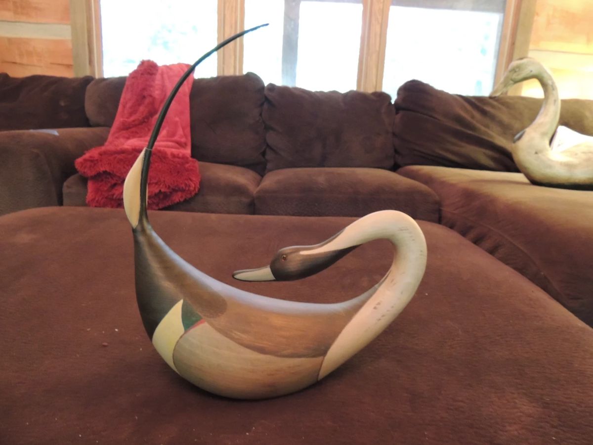 Big Sky Carvers Wood Duck Decoy; Hindley Collection Rare Curved Tail Duck 16"