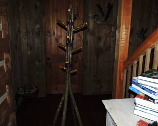 Old Hickory Furniture Harvest Coat Tree Strapped with Rawhide Strapping,
