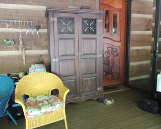  6 count Colorful Barrel Back Faux Wicker Chairs with Wing Arms, 
  