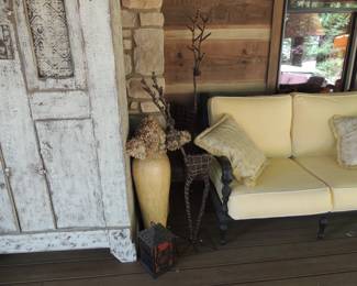 Set of three Deer made of metal and vines, Tall Pier One Vase