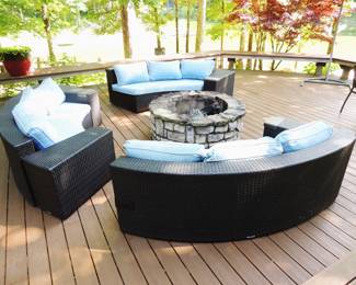 Modular Sofa Set in Wicker 3 pc set, Frontgate Carlisle 3-pc. Sofa Set in Slate Finish, 