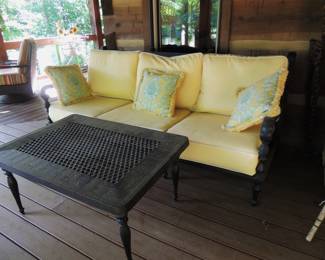 Front Gate's Carlisle 3-Pc. Sofa Set In Onyx Finish - Sofa, Metal Wicker Design Coffee/Tea Table