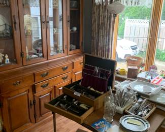 DR hutch, silverware, Waupun and Germany memoribilia
