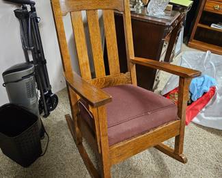 Antique Mission Oak Arts & Crafts Stickley Style Rocker Rocking Chair