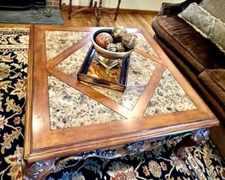 Beautiful Square Coffee Table with real Marble inserts 