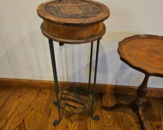 Vintage Wicker / Iron small table w/ drawer