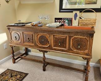 Antique Carved Wood Sideboard