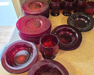 Ruby Red Assorted Glass Dishes