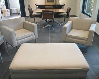 Another photo of the design within reach chairs, and ottoman available for purchase in a separate photo