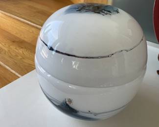 $600 Large lidded glass bowl by Michael Bang for Holmegaard. Denmark 10.5” dia. X 12.25 h.