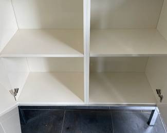 Shown open with shelves.