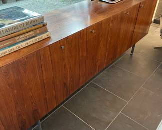 $880 Stunning vintage Honduras Rosewood console/buffet/bar. Two doors at each end and two pull open cabinets in the center, all with adjustable shelves make this piece so versatile! A, one of a kind piece. 85”w X 18”d X 30.5”h.