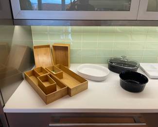 Organizing tools and bakeware available for in person purchase.