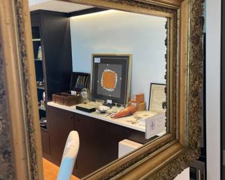 $240 Gold framed antique mirror. 28” x 24” x 3.5” d