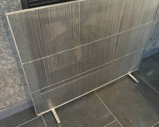 $280 Nickel-plated steel fireplace screen. Unique and modern. 38.5” W X 31” H.