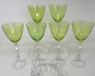 Lenox Wine Carat Glasses in Green & Small Lenox Bowl