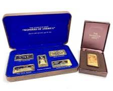 Hamilton Mint Wonders of America & 1974 Fathers Day 24k Gold Plated 1 Troy Oz. .999 Silver Ingots
