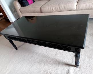 Oriental Style Marble Top Coffee Table Measures 47" L 23-1/2" W x 17-1/2" H