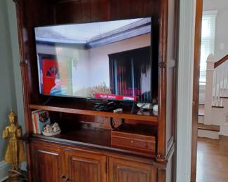 LARGE Entertainment Center with two bookend cabinets