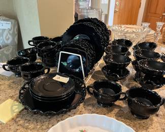 CRANBERRY GLASS DISH SET