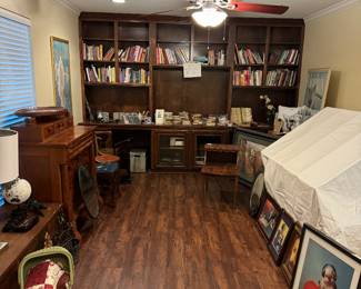 Books, antique doll stroller, picture/ art, hope chest, chairs, antique chest of drawers. Stamp collection - by stamping up. 