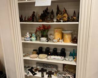 Tom Clark figurines, vases, crosses, Author Court bowl, dish and plate, old Avon perfume jars. 