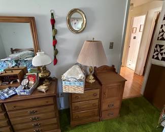 Small cabinets
Doily’s
Lamps 
CABINET CLOSEST TO THE DOOR IS SOLD 