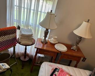 Two end tables 
Lamps