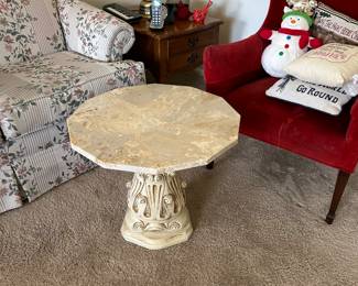 Marble top end table, heavy
