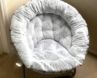 Gray Fuzzy Cushioned Round Chair