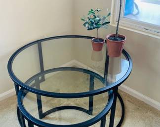 Nesting Glass Coffee Table / End Table Set