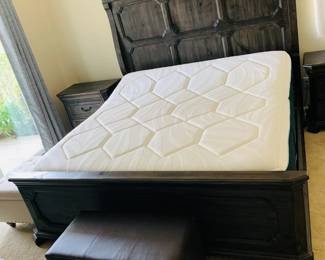 King Decorative Panel Bed w/ Rails - King Mattress with Adjustable Base