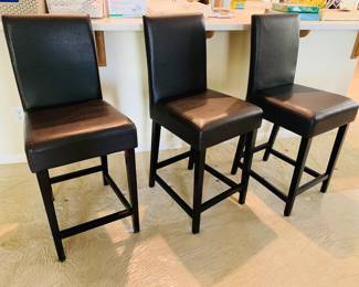 (3) Leather Barstools