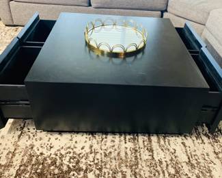 Black Storage Coffee Table w/ 4 Drawers