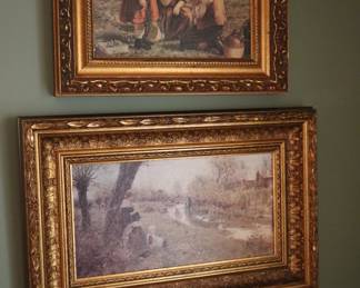 LR reproductions of oil paintings in gilt frames