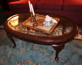 Ethan Allen mahogany with glass insert in Den