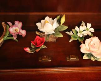 Delicate floral art china, inside of china cabiney