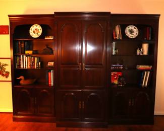 Close bookcase / entertainment center in den
