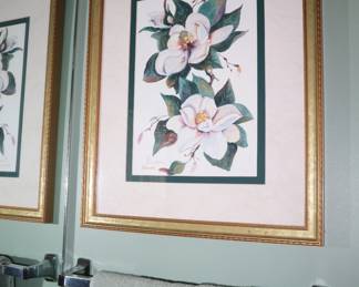 Pair of magnolia prints framed