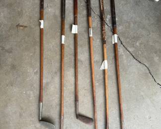 Antique wood shaft golf clubs