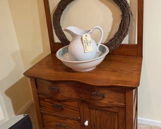Antique oak wash stand