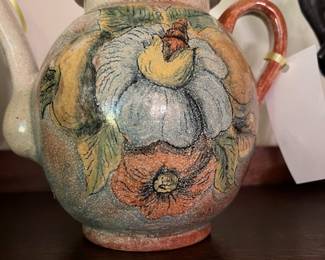 Painted folk art teapot